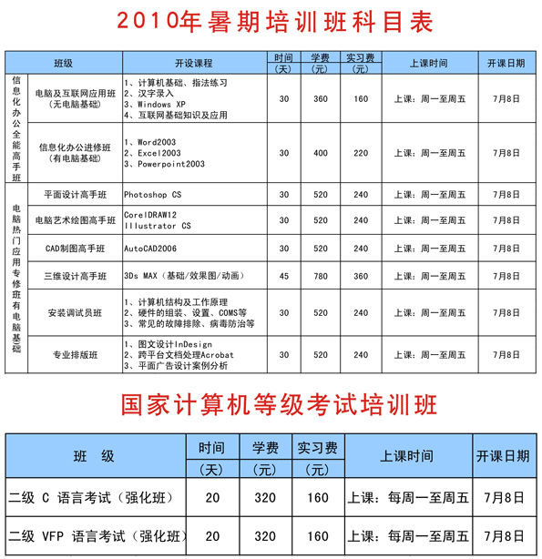 新華暑期電腦培訓班火熱報名中